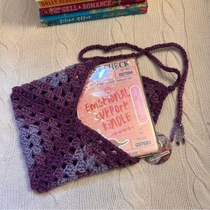 Purple Crochet Bag with Emotional Support Candle